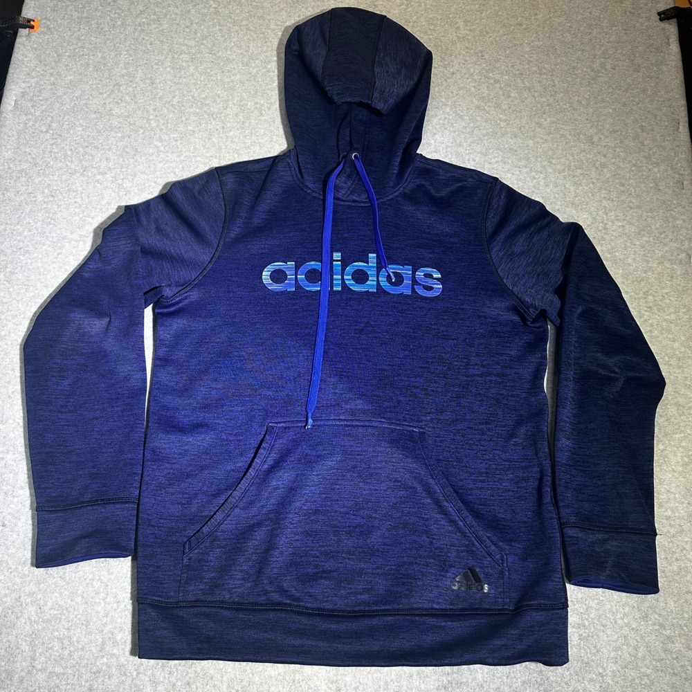 Adidas Climawarm Hoodie Navy Blue Heather Fleece Sweatshirt AY7639 Size M